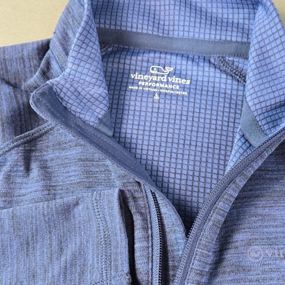 Vineyard Vines Sweaters - Vineyard Vines Performance Women's Blue Space Dye Quarter Zip Pullover L 3K1153